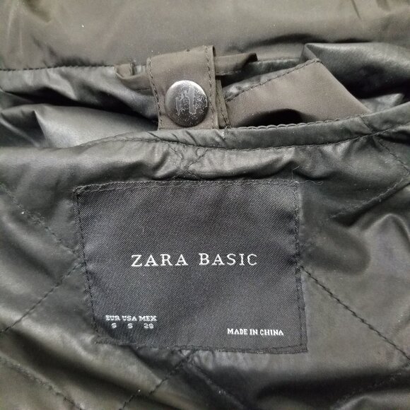 Zara Basic S Black Coat Hood Removable Zip In Liner Vest Winter Parka Cold Weath - Picture 5 of 8